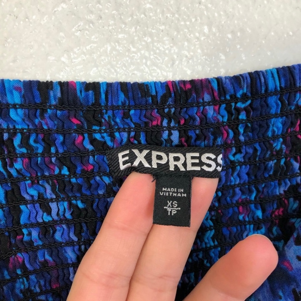 Express Blue Patterned Mini Dress - Picture 6 of 8